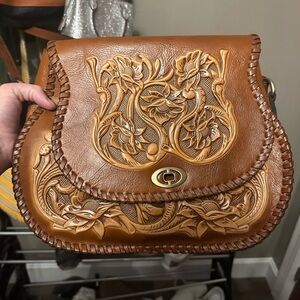 Patricia Nash Tan Leather Crossbody Bag